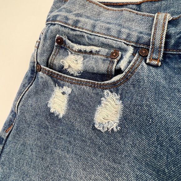 Denim Colab cut off denim jean shorts women's size 30 blue white - Picture 6 of 12